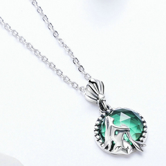 Collier Sirène Argent Sterling 925 plaqué or blanc avec cristal vert d’eau - Photo 3