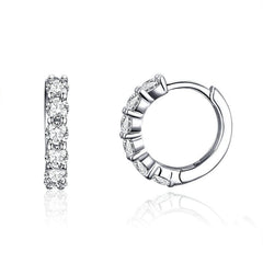 Boucles d’Oreilles Créoles Brillants en argent 925 plaqué or blanc avec zircons blancs