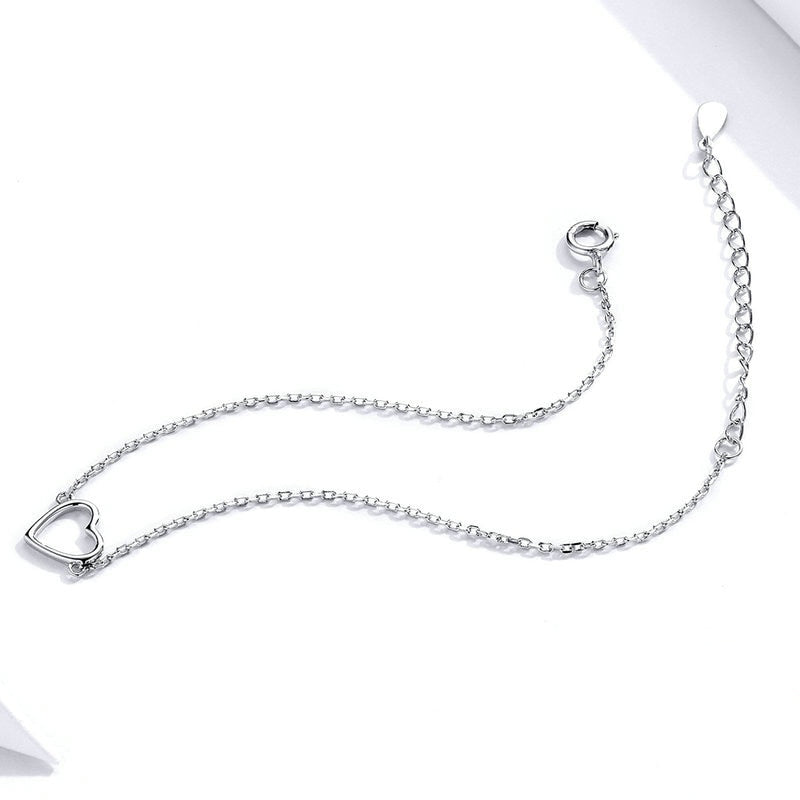 Bracelet Coeur en argent 925 plaqué or blanc ajustable - Photo 5