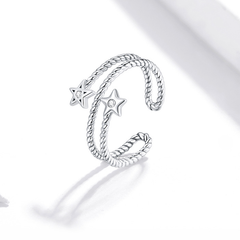 Bague Étoiles en argent 925 plaqué or blanc ajustable avec zircons colorés - Photo 4