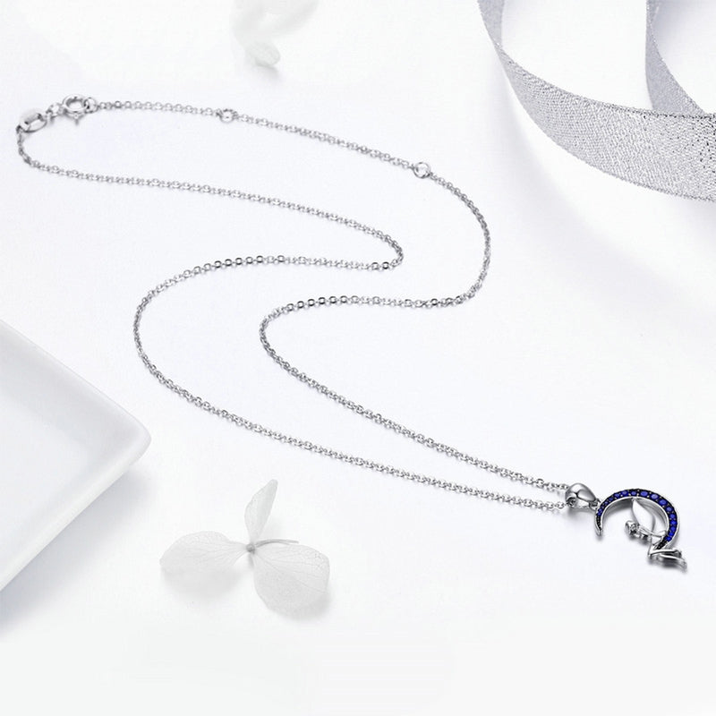 Collier Fée sur la Lune Argent - Photo 5