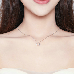 Collier Coeur en argent 925 plaqué or blanc ajustable avec zircons blancs - Photo 2