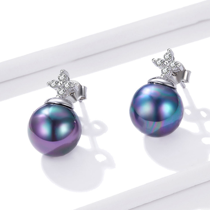 Boucles d'Oreilles Perles Noires - Image 3