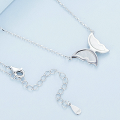 Collier Papillon en argent 925 plaqué or blanc ajustable avec zircons blancs - Photo 4