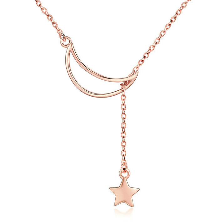 Collier Lune et Étoile en argent 925 plaqué or rose
