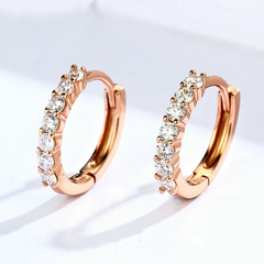 Boucles d’Oreilles Créoles Brillants en argent 925 plaqué or rose avec zircons blancs - Photo 3