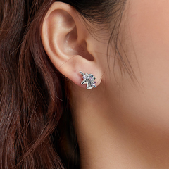 Boucles d’Oreilles Licornes Brillantes Puces en Argent Sterling 925 plaqué or blanc avec zircons colorés - Photo 2