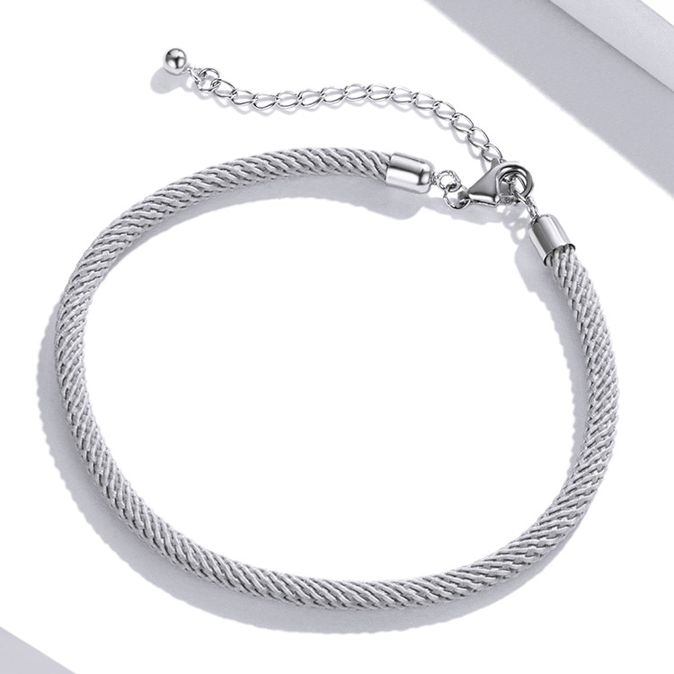 Bracelet Cordon Grise de style marin avec fermoir réglable en argent 925 - Photo 3