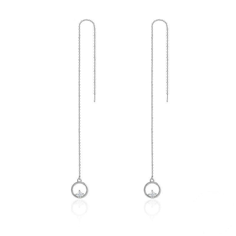 Chaînes D’oreilles Point Lumineux en argent 925 plaqué or blanc avec zircons blancs