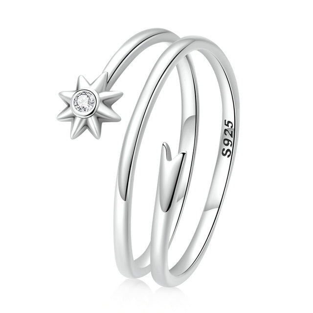 Bague Comète en argent 925 plaqué or blanc ajustable avec zircon blanc - Photo 4