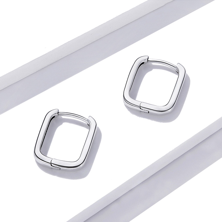Boucles d'Oreilles Créoles Rectangles - Image 5