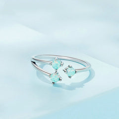 Bague Trois Opales en argent 925 plaqué or blanc ajustable - Photo 4