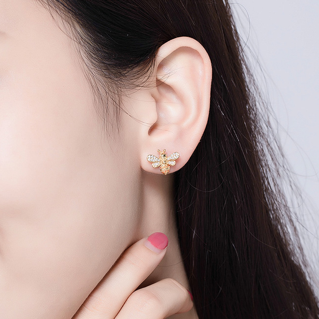 Boucles d'Oreilles Abeilles Brillantes - Image 2