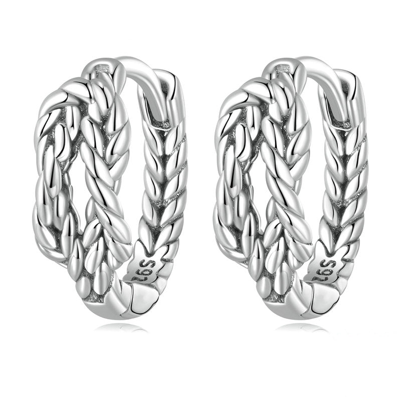 Boucles d’Oreilles Créoles Noeud Infini Argent Sterling 925 plaqué or blanc