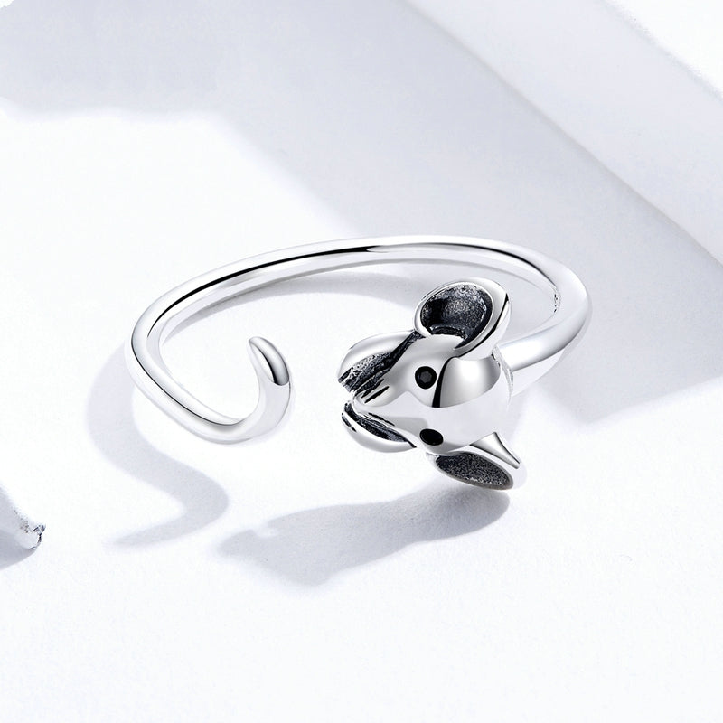 Bague Souris en argent 925 plaqué or blanc ajustable - Photo 3
