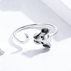 Bague Souris en argent 925 plaqué or blanc ajustable - Photo 3