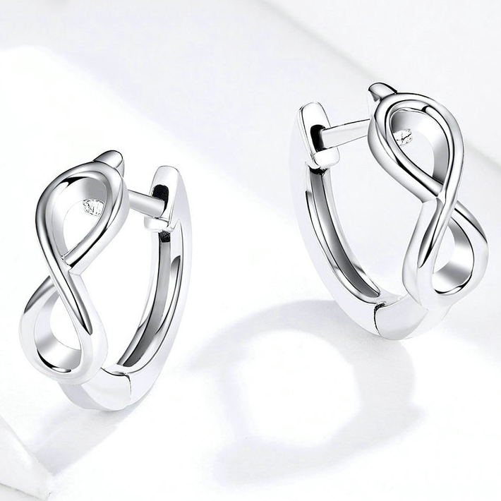 Boucles d’Oreilles Créoles Infini en argent 925 plaqué or blanc - Photo 5