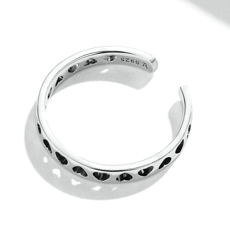 Bague Petits Coeurs en argent 925 plaqué or blanc ajustable - Photo 4