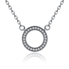 Collier Cercle Lumineux en argent 925 plaqué or blanc ajustable avec zircons blancs