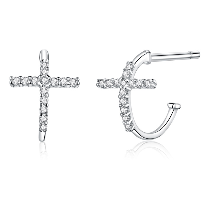 Boucles d'Oreilles Créoles avec Croix