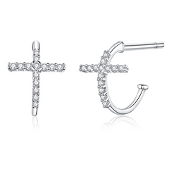 Boucles d'Oreilles Créoles avec Croix