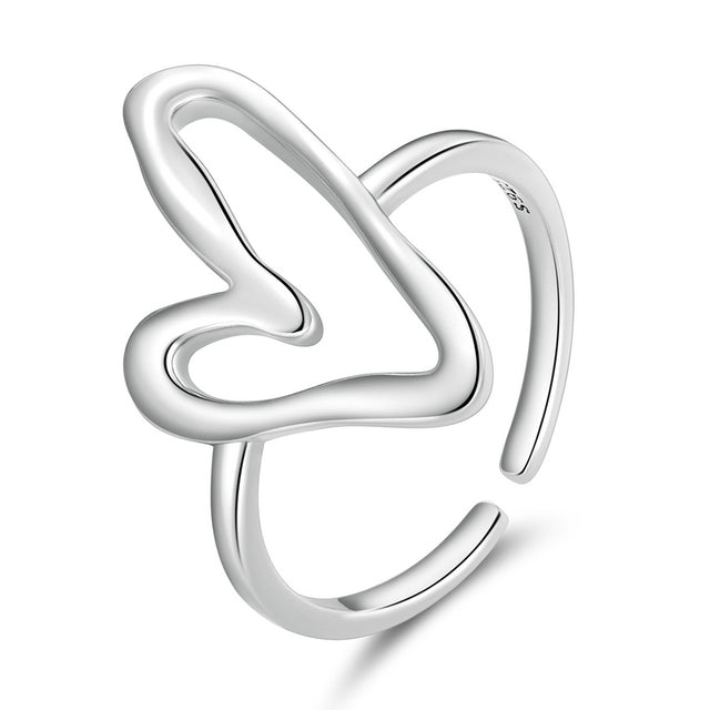 Bague Coeur Argent Sterling 925 plaqué or blanc – ajustable