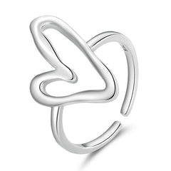 Bague Coeur Argent Sterling 925 plaqué or blanc – ajustable