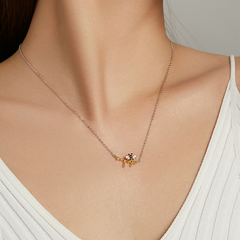 Collier Abeille avec Miel Argent Sterling 925 plaqué or blanc et jaune avec détails émaillés - Photo 2