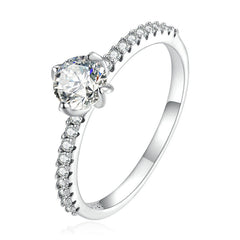 Bague Solitaire en argent 925 plaqué or blanc avec zircons blancs - Photo 4