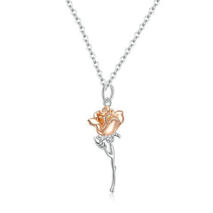 Collier Rose en argent 925 plaqué or blanc et or rose ajustable