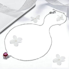 Collier Coeur Rouge en argent 925 plaqué or blanc avec cornes et petite queue de diable - Photo 4