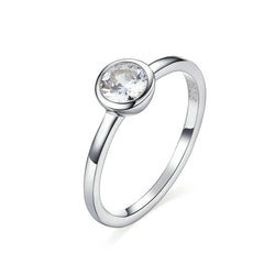Bague Solitaire en argent 925 plaqué or blanc avec zircons blancs - Photo 4