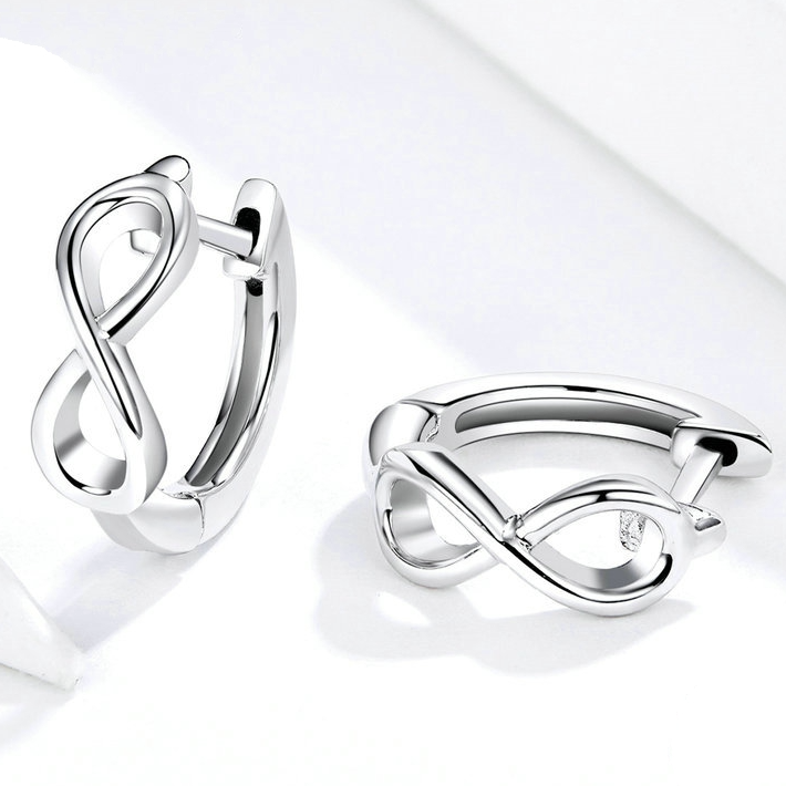 Boucles d’Oreilles Créoles Infini en argent 925 plaqué or blanc - Photo 4
