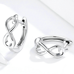 Boucles d’Oreilles Créoles Infini en argent 925 plaqué or blanc - Photo 4