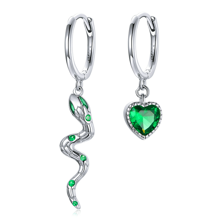 Boucles d'Oreilles Créoles Serpent et Coeur