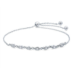 Bracelet Yeux Pétillants en argent 925 plaqué or blanc ajustable avec zircons blancs