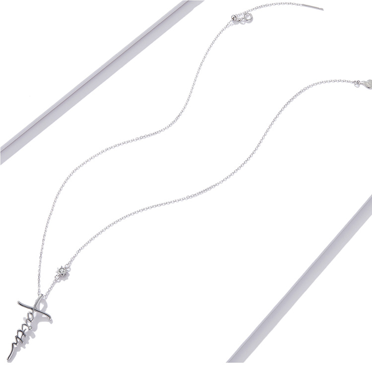 Collier Croix en argent 925 plaqué or blanc ajustable avec zircons blancs - Photo 5