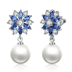 Boucles d'Oreilles Flocon de Neige avec Perles