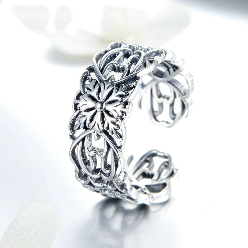 Bague Fleurs Anciennes en argent 925 plaqué or blanc ajustable - Photo 3