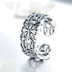 Bague Fleurs Anciennes en argent 925 plaqué or blanc ajustable - Photo 3