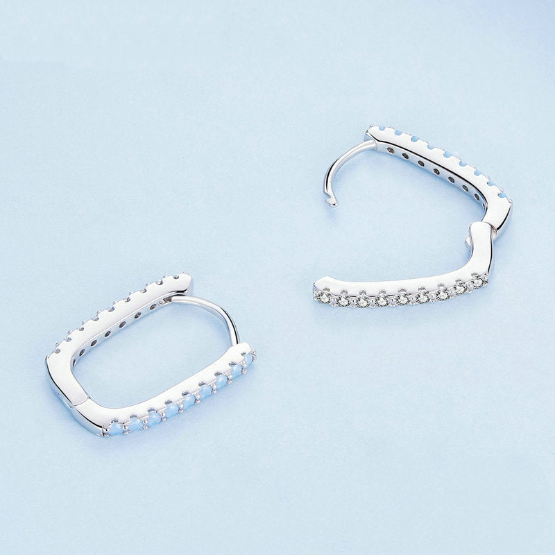 Boucles d'Oreilles Créoles Rectangles Deux Tons - Image 3