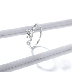 Bague Amour en argent 925 plaqué or blanc ajustable avec zircons blancs - Photo 3