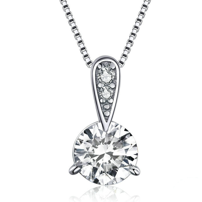 Collier Point Lumineux en argent 925 plaqué or blanc ajustable avec zircons blancs