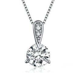 Collier Point Lumineux en argent 925 plaqué or blanc ajustable avec zircons blancs