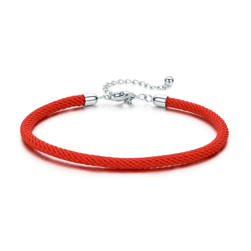 Bracelet Cordon Rouge de style marin avec fermoir réglable en argent 925
