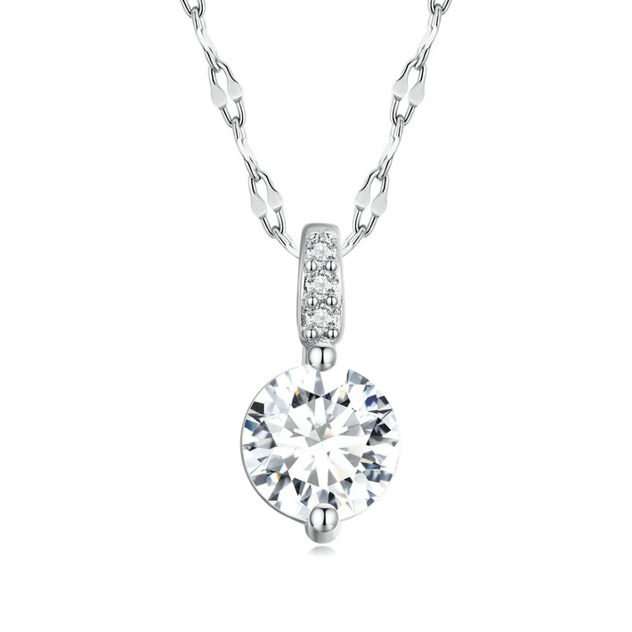 Collier Point Lumineux en argent 925 plaqué or blanc ajustable avec zircons blancs