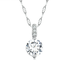 Collier Point Lumineux en argent 925 plaqué or blanc ajustable avec zircons blancs