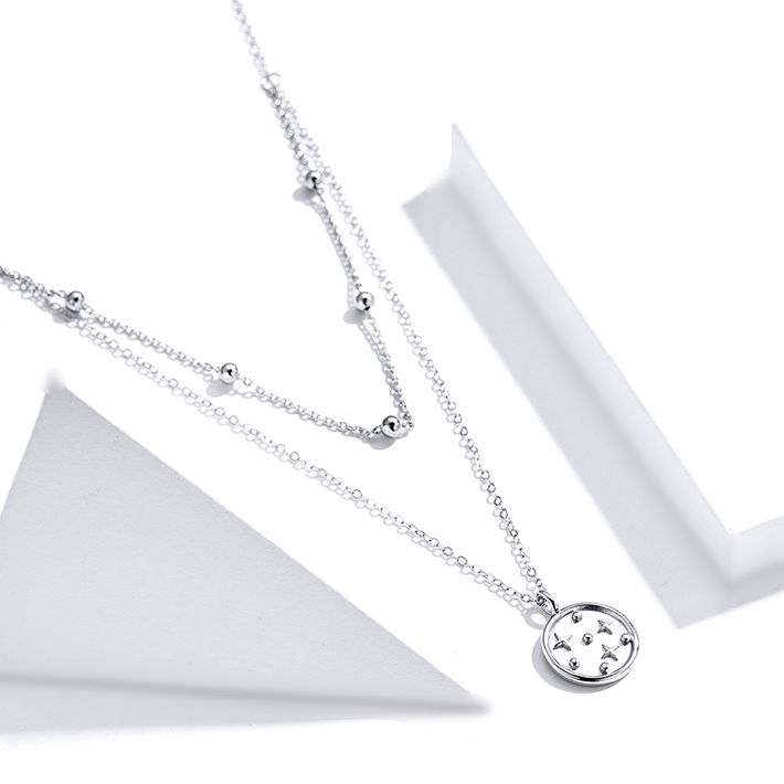 Collier Étoiles en argent 925 plaqué or blanc ajustable - Photo 4