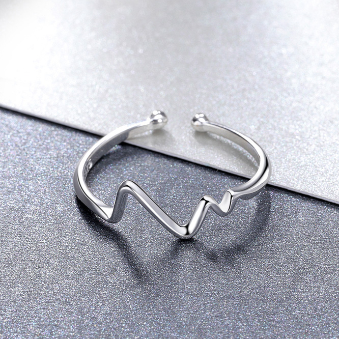 Bague Battement de Coeur en argent 925 plaqué or blanc ajustable - Photo 3