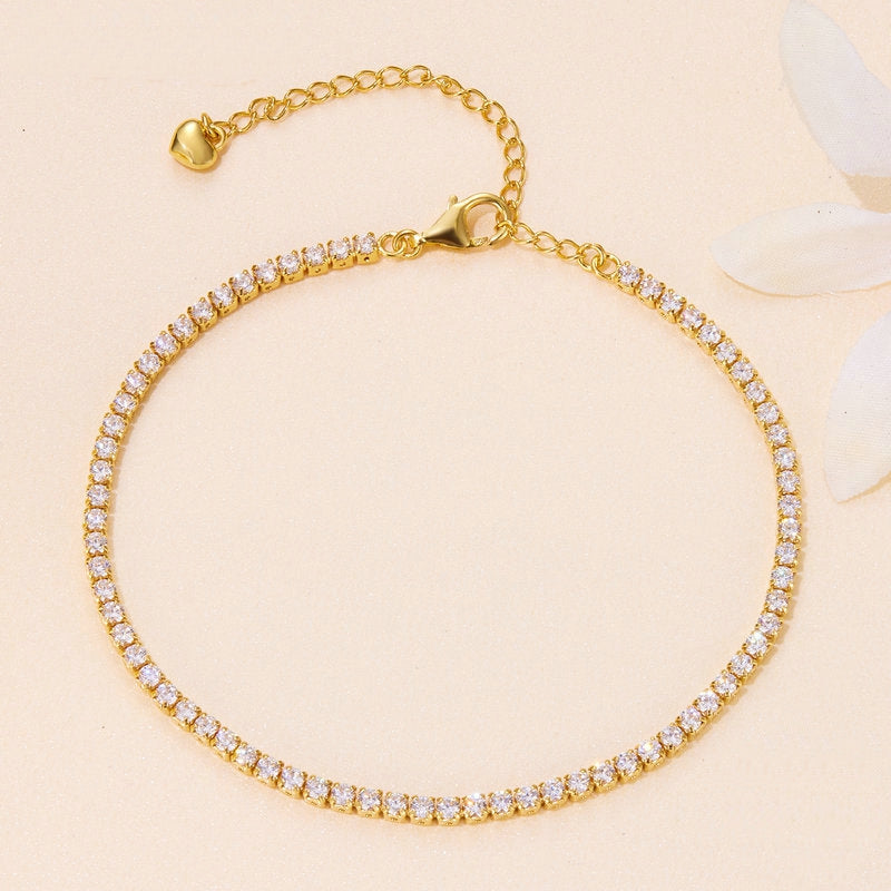 Bracelet Tennis en acier inoxydable plaqué or rose avec zircons blancs